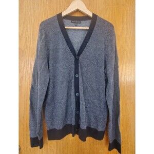 Banana Republic Luxury Blend Button Front Cardigan Sweater Black Gray Sz…